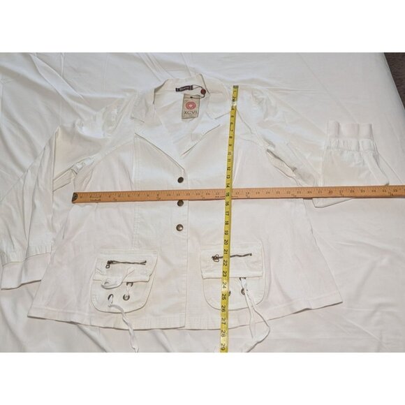 XCVI White Cotton Utility Blazer Jacket Pockets Drawstrings 2X Womens Casual - Picture 11 of 16